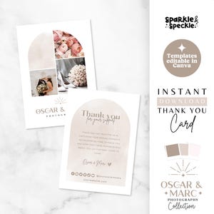 Plantilla de tarjeta de agradecimiento neutral, tarjeta de agradecimiento por su compra editable en Canva, tarjeta de inserción OC01 - Sparkle & Speckle