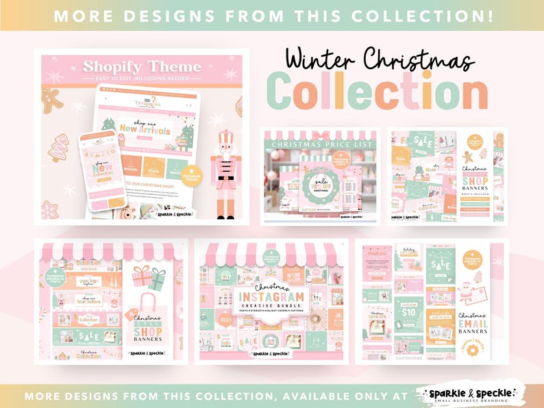 Christmas Shopify Banner Templates Canva | Holiday Website Graphics - CHRI01 Sparkle & Speckle image 5