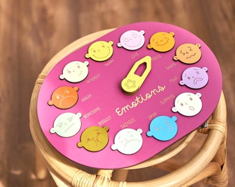 Emotion Wheel Sensory Board Montessori Lerngefühle Diagramm Geschenk für Kind handgemachtes Lernspielzeug aus Holz Kinder Aktivität Autismus Spielzeug