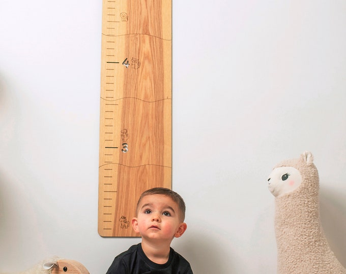 Wooden Growth Chart Kid Custom Height Ruler Personalized Nursery Playroom Decor Baby Gift Montessori Toddler Building Toy Kids Activity