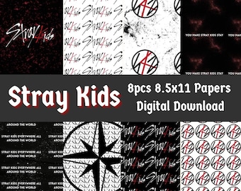 Stray Kids Scrapbook Paper: Kpop Printable Designs (Digital Download)