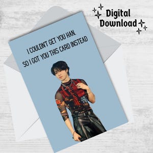 Tarjeta imprimible de Han, tarjeta de Stray Kids, descarga digital, tarjeta de cumpleaños Kpop, imprimible y recortable, SKZ, regalos Kpop, Han Bias