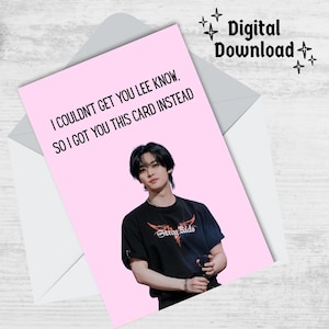 Lee weiß druckbare Karte, Stray Kids Karte, digitaler Download, Kpop Geburtstagskarte, Print n Cut, SKZ, druckbar, Kpop Geschenke, Lee weiß Bias