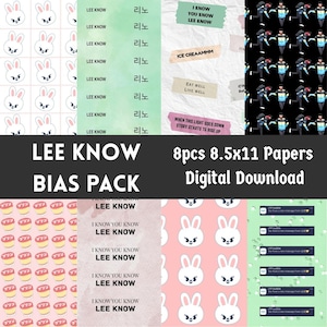 Lee weiß Bias Pack, 8 Stray Kids Scrapbook Papier, digitaler Download, Kpop Scrapbooking, Print n Cut, bedruckbar, Kpop Geschenke, Stray Kids Bias
