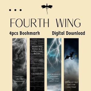 Marcapáginas imprimible de Fourth Wing (descarga digital) / Serie Empírea Violeta Sorrengail Xaden / Regalo de fantasía para lectores