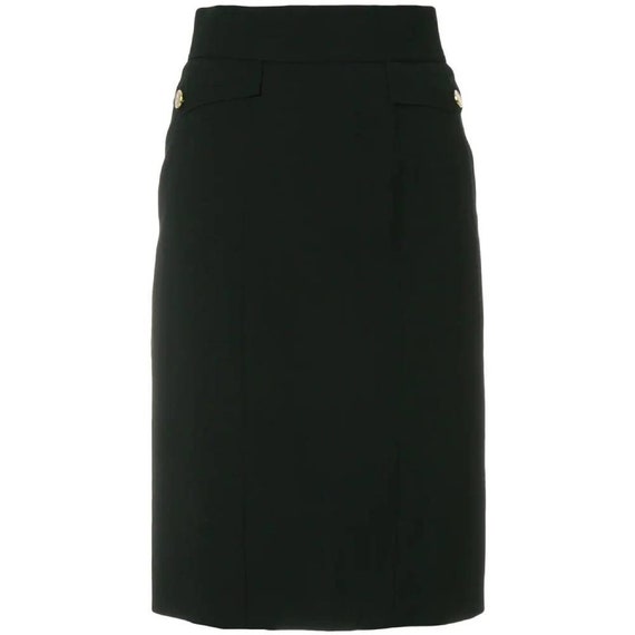Chanel 90s black pencil skirt