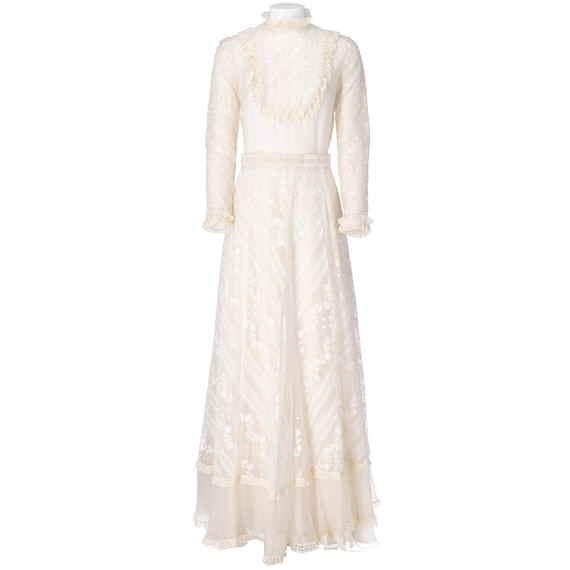 70s ivory embroidered wedding dress