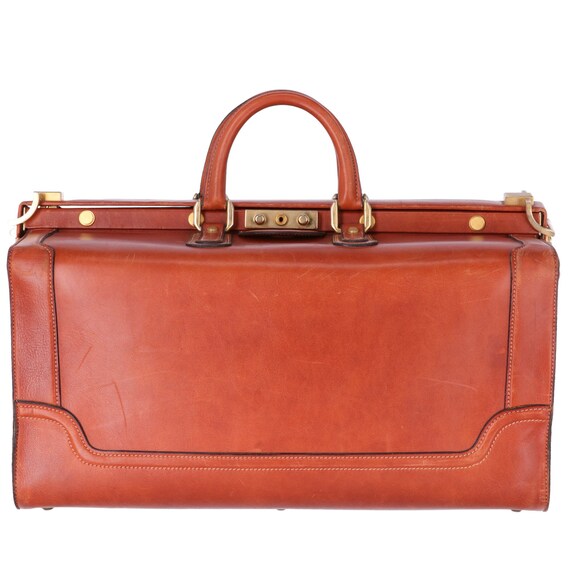 70s brown leather trunk