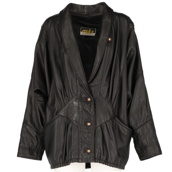 Oaks 80s black leather jacket