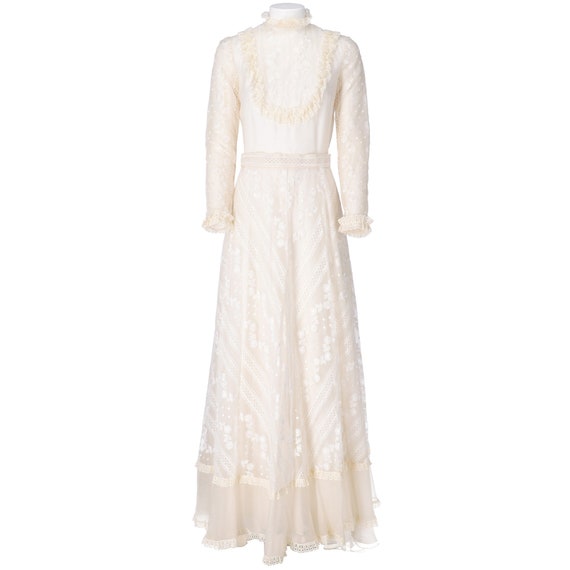70s ivory embroidered wedding dress