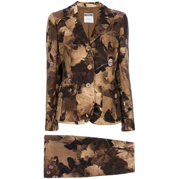 Moschino 90s brown floral pattern suit