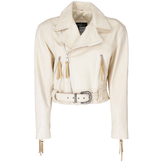 Michael Hoban 80s ivory biker's leather jacket