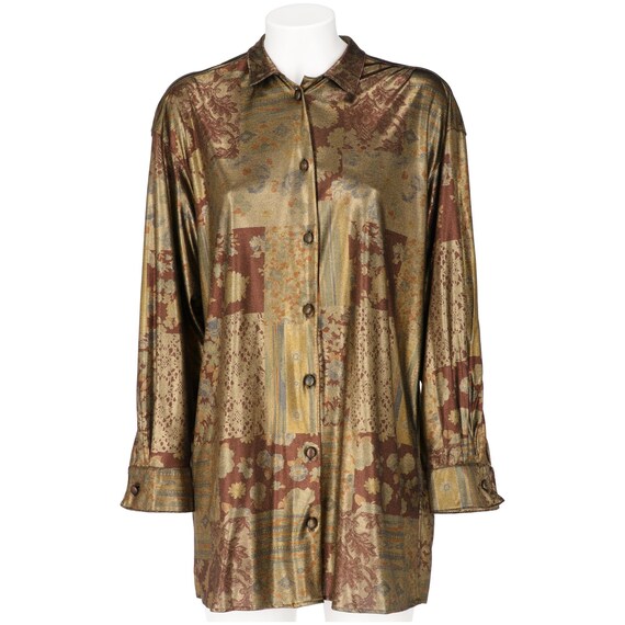 Krizia 80s gold lamé shirt
