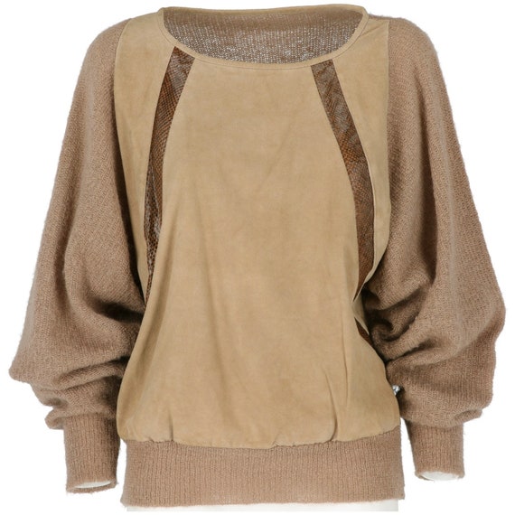 Suede and python skin 80s sweater