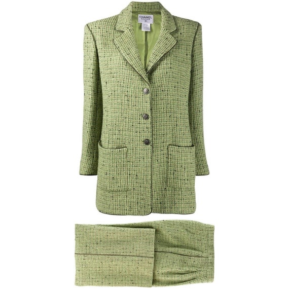 90s Chanel green trousers suit