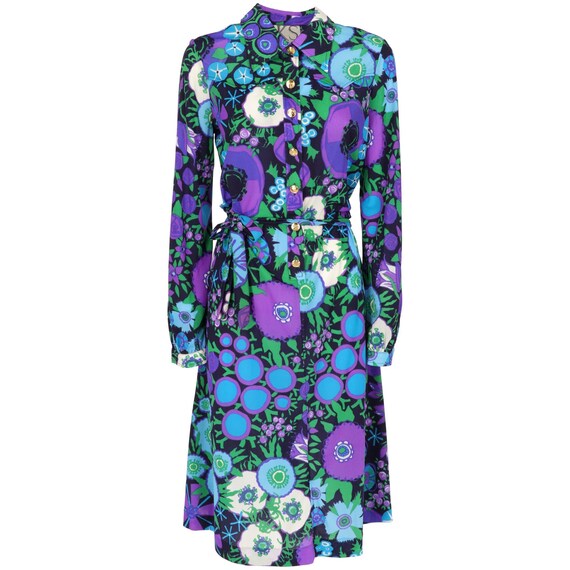 Ken Scott 70s floral chemisier midi dress