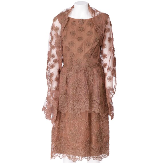 50s vintage brown tulle dress and stole