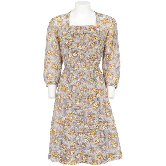50s grey floral dress