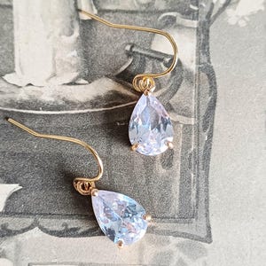 Aquamarine Teardrop Earrings: Vintage Style Faux Crystal Wedding Jewelry