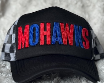 Custom Spirit Trucker Hat | Personalized School Mascot & Colors | Embroidered Game Day Hat | 3D PUFF