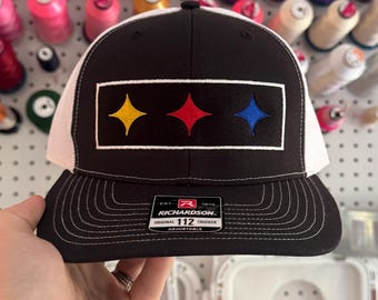 Black & Gold Football Inspired Trucker Hat | Embroidered Fan Hat | Game Day Hat | Richardson 112