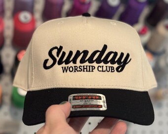 Sunday Worship Club Embroidered Hat – Two-Tone Otto Cap
