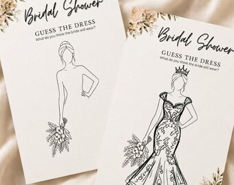 Guess the Dress Bridal Shower Game, Editable Canva Wedding Dress Game, Printable Bridal Shower Activity, Bride to Be Game