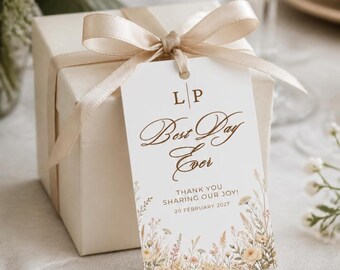 Wedding Favor Tag Template, Editable Canva Thank You Tag, Wildflower Wedding Gift Tag, Printable Floral Wedding Favor Tag