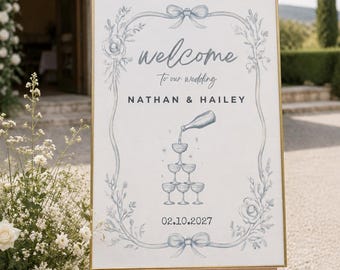 Editable Wedding Welcome Sign, Canva Wedding Sign Template, Italian Wedding Welcome, Printable Reception Sign