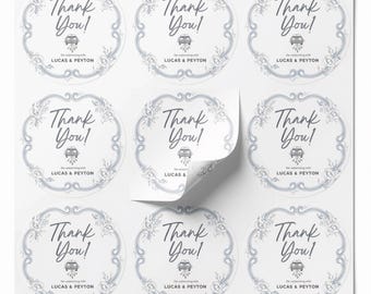 Wedding Favor Tag Template, 2 Inch Round Thank You Tag, Editable Canva Wedding Label, Printable Favor Sticker, Blue Wedding Favor