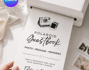 Polaroid Wedding Guest Book Sign, Editable Canva Photo Guest Book Template, Printable Wedding Guest Book Alternative, Reception Sign
