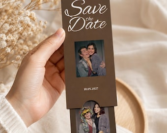 Pull Out Save the Date Template, Editable Canva Photobooth Save the Date, Sliding Wedding Invitation, Printable Photo Strip Invite, Canva