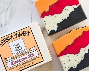 CINNAMON GIRL Artisan Soap, Handmade almond milk soap, Type O Negative, **New Cocoa Butter Formula