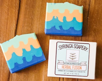 HERBAL FUSION Artisan Soap, Handmade almond milk soap, Palm-free sustainable soap