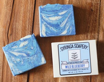 WILD BLUEBERRY Artisan Soap, Handmade vegan almond milk soap, gentle clay soap