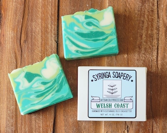 WELSH COAST Artisan Soap, Handmade vegan almond milk soap, gentle clay soap