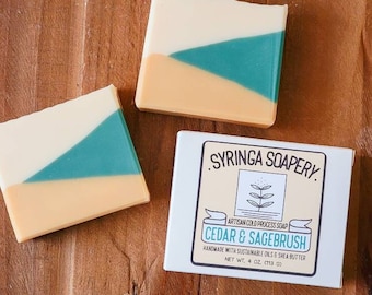 CEDAR & SAGEBRUSH Artisan Bar Soap, Handmade cold process vegan soap, Hand made soap