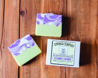 CUCUMBER LAVENDER Artisan Soap, Handmade vegan almond milk soap, gentle clay soap