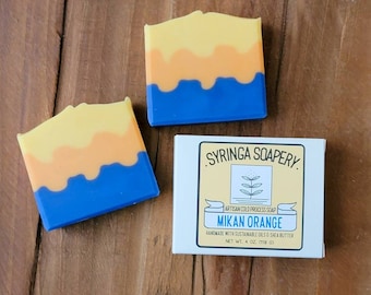 MIKAN ORANGE Artisan Soap, Handmade goat milk soap, Gentle clay soap