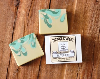 OLIVE GROVE Artisan Soap, Handmade coconut milk soap, Gentle vegan skincare with kaolin clay