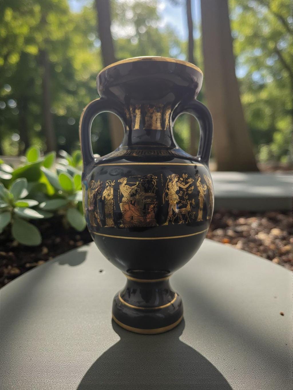 Greek Ceramic Vase Lambrou Bros 24k Gold and Cobalt Blue - Etsy