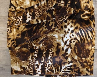 Cache Animal Print Faux Wrap Lagen Rock Braun Leopard Zebra Damen Größe 4