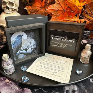 Raven Print II - Hand Embellished Mini Print in Frame