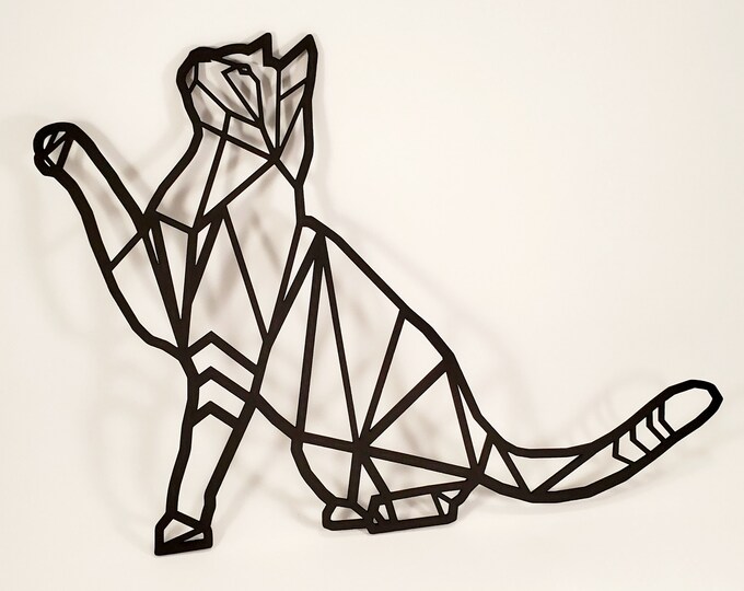 Geometric Cat, Wall Art, Home Decor Etsy