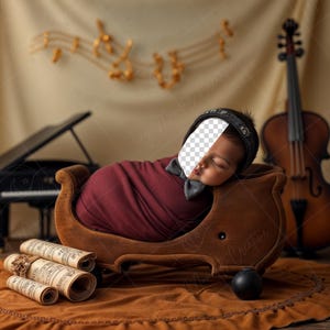 PSD: Face Insert Classical Music Cradle, Newborn Digital Face Replace Backdrop | Newborn Digital Backdrop