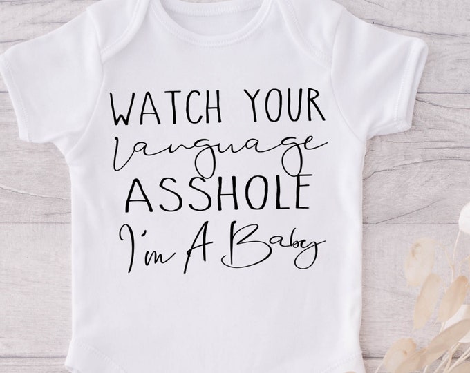 Funny Baby Onesie® Bodysuit -  Watch Your Language -  Boho -  Minimalist
