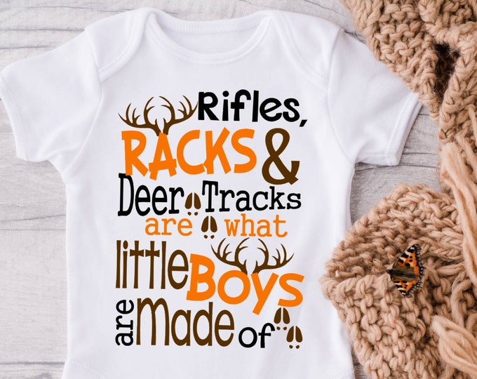 Hunting Baby Onesie® Bodysuit - Rifles Racks and Deer Tracks