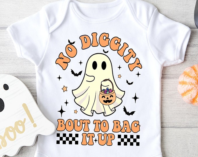 No Diggity Bout To Bag It Up Retro Halloween Baby Onesie® Bodysuit