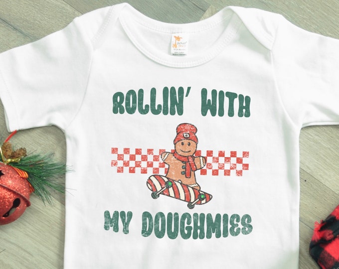 Christmas Baby Onesie® Bodysuit -Rollin’ With My Doughmies -Vintage Baby Onesie® Bodysuit -