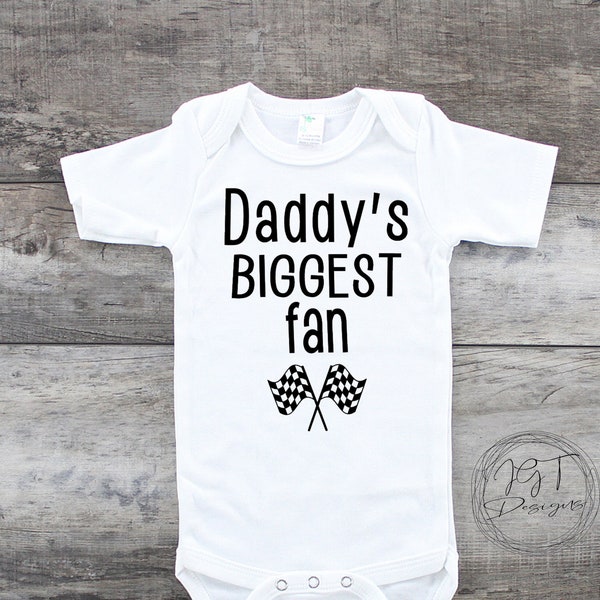 Racing Baby Bodysuit, Daddy’s Biggest Fan,  Kids Racing Shirt, Toddler Tee Shirt